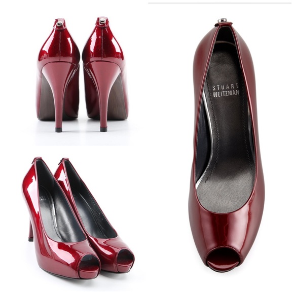 Stuart Weitzman Red Sierra Peep-Toe Pump - Picture 1 of 8